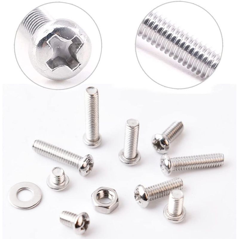 810Pcs Screw Assortment Kit 304 Stainless Steel Phillips Pan Head Machine Screws Bolts Nuts Lock Flat Washers(M3)