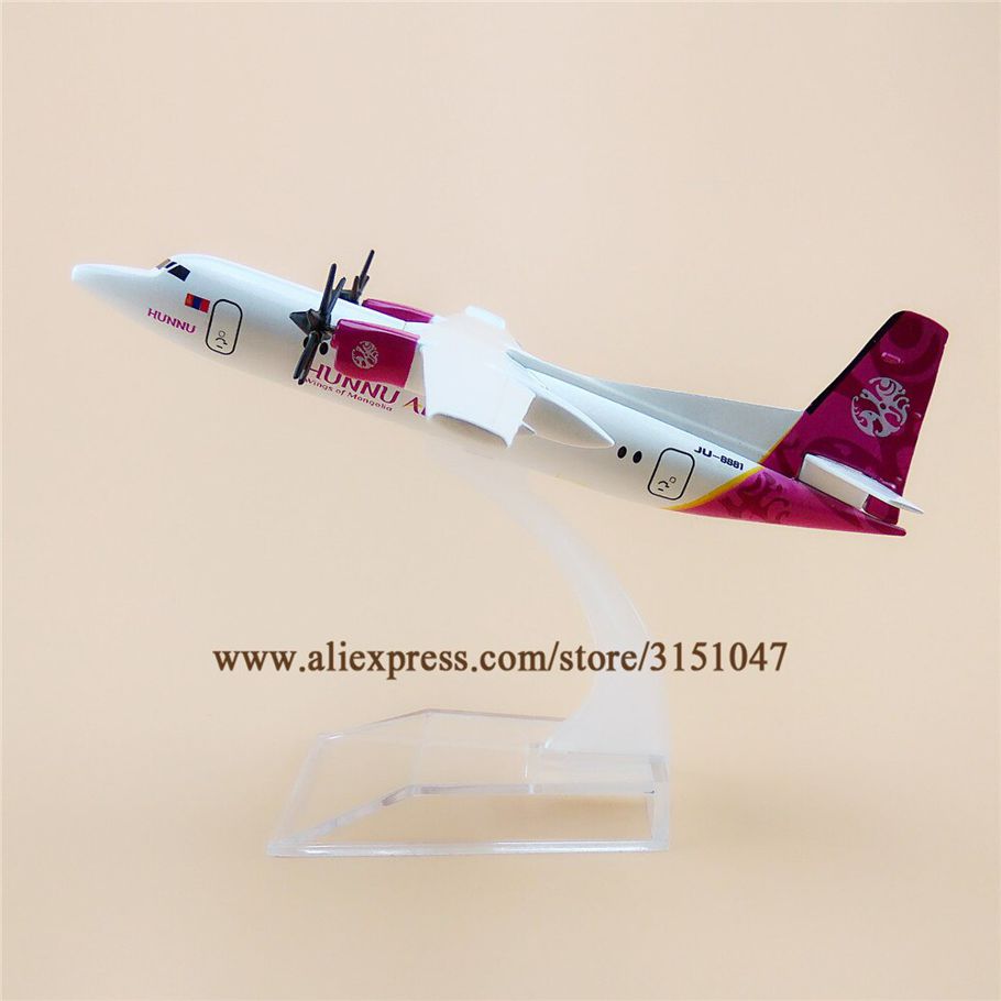 16cm Mongolia HUNNU Air FOK Fokker F50 F-50 Airlines Plane Model Alloy Metal Diecast Model Airplane Aircraft Airways Kids Gift