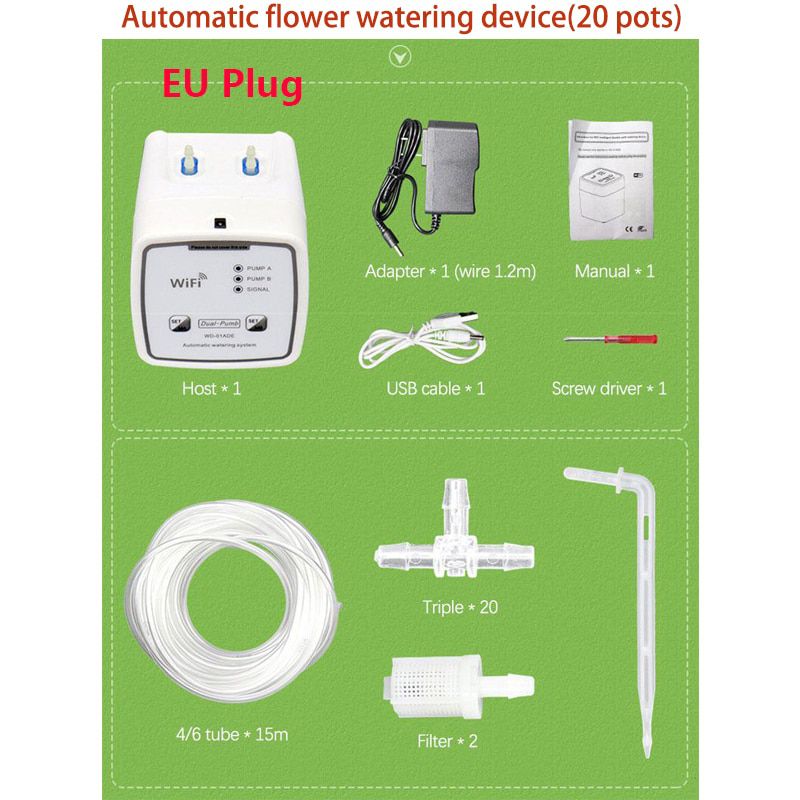 New Double Pump Garden Wifi Control Watering Device Automatic Water Drip Irrigation Watering System Kit WIFI Mobile APP Control