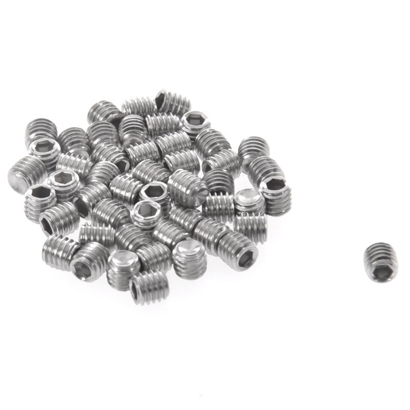 50pcs M3x3mm Stainless Steel Hex Socket Set Cap Point Grub Screws Silver -  Silver