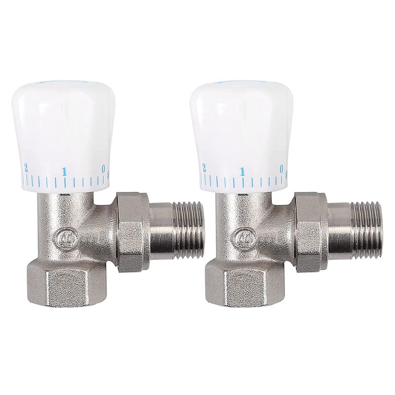 Thermostatic Radiator Valve 2Pcs 15mm x 1/2Inch Thermostatic Angle TRV Thermostatic Radiator Valve for Home Office
