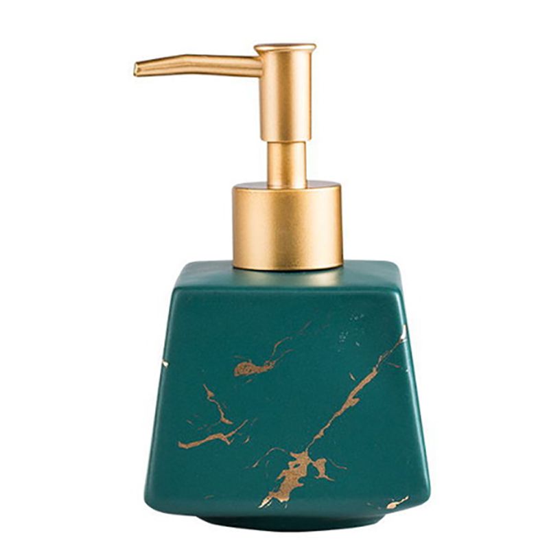 260Ml Bathroom Luxury Ceramic Marble Soap Dispenser Shower Gel Shampoo Water Bottle Square Lotion Press Bottle-Green