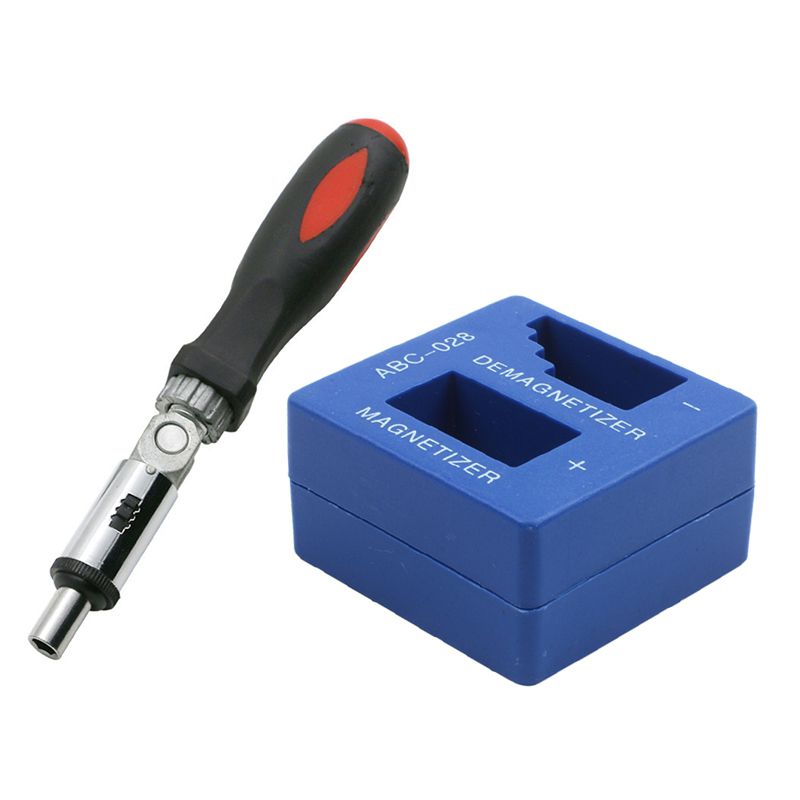 Practical product 1 Pcs 0-180 Degree 1/4 Inch Inside Hexagon Interface Adjustable Angles Screwdriver with 1 Pcs  Magnetizer Demagnetizer for Screwdriver Tips Screw Bits Magnetic Tool