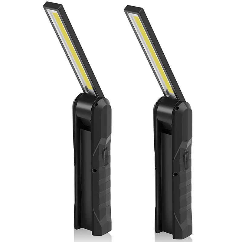 JAERBEE 2 Pack LED Work Light,COB Rechargeable Work Lights with Magnetic Base Hanging Hook and 270°Rotate 4 Modes Bright LED