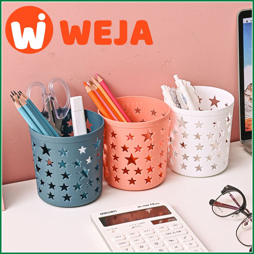 Round five-pointed star small pen barrel plastic multi-functional storage barrel student desktop storage box pen holder storage barrel