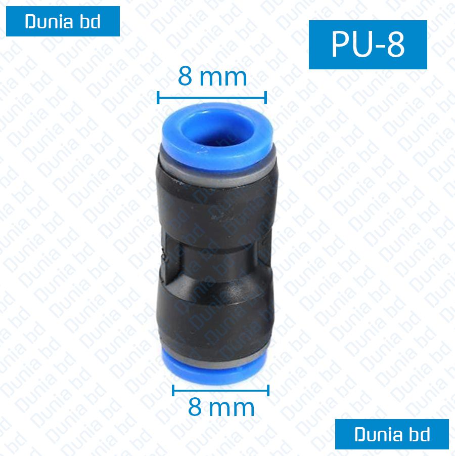 Pneumatic Straight Union Socket PU Two Way Tube Fitting Connector PU6 PU8 PU10 PU12 6mm 8mm 10mm 12mm