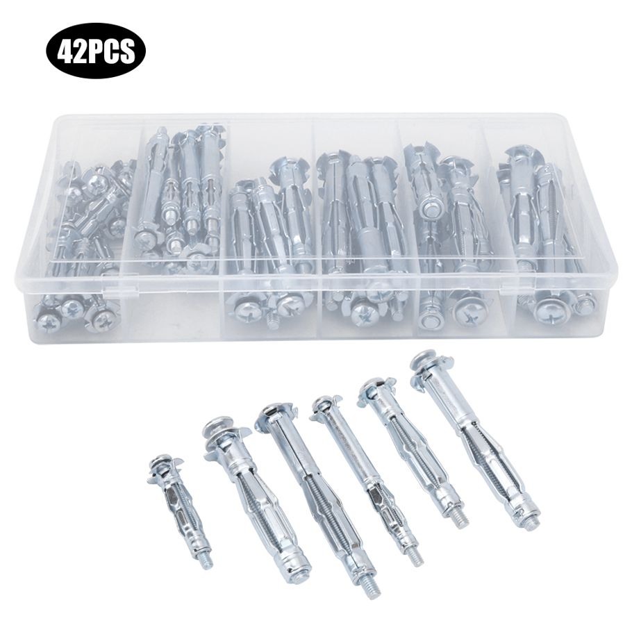 42pcs Expansion Plasterboard Screw Combination Kit Accessory for Industry
