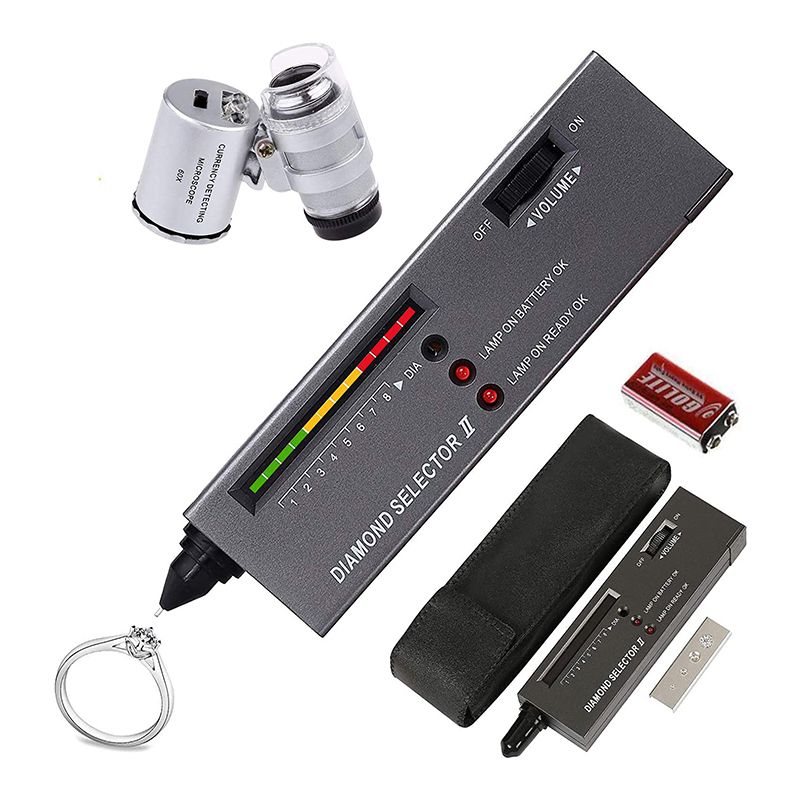 Diamond Tester Pen, High Accuracy Jewelry Diamond Tester+60X Mini LED Magnifying, Professional Diamond Selector