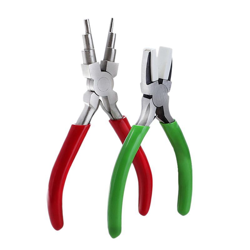 2Pc Jewelry Pliers Including 6 in 1 Bail Making Pliers Jewelry Bail Pliers, Nylon Nose Pliers for Jewelry Making Beading