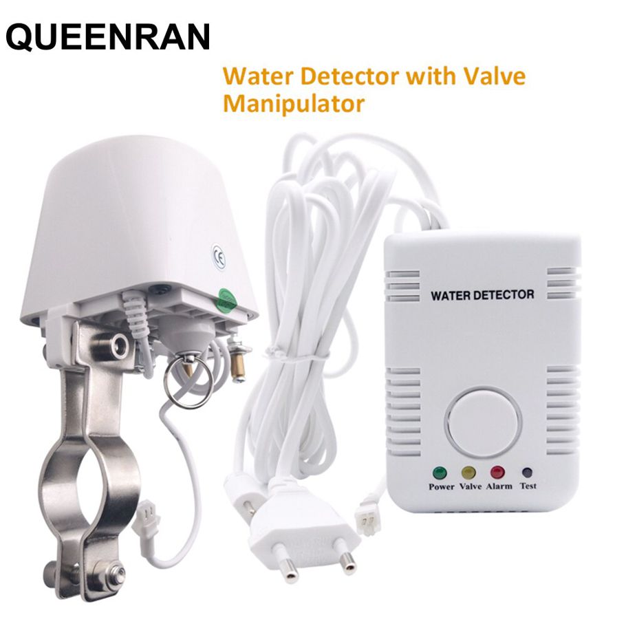 Home Water Detector Alarm System Water Leaking Alarm Sensor with Valve Manipulator and Sensitive 2 Pin Water Probe