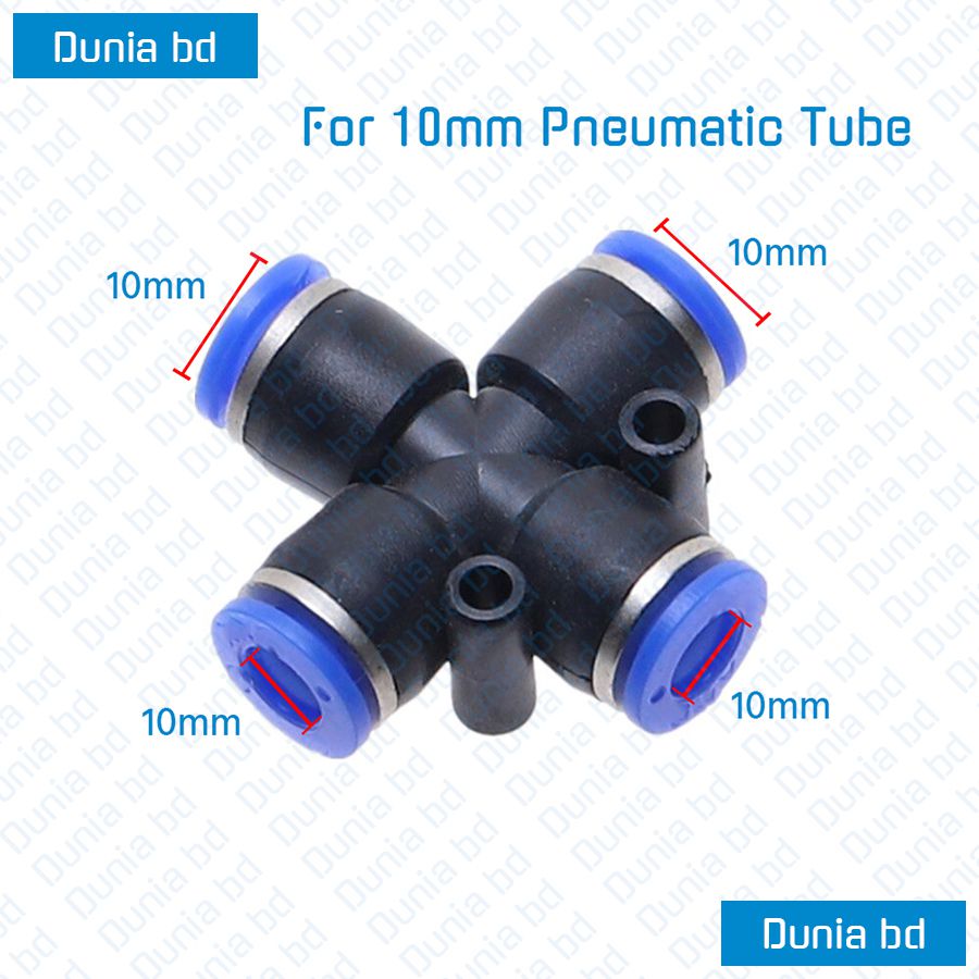 Pneumatic  4 way Socket Push In Quick Connector 6mm 8mm 10mm 12mm OD Hose  Fittings PZA For Air Water Tube