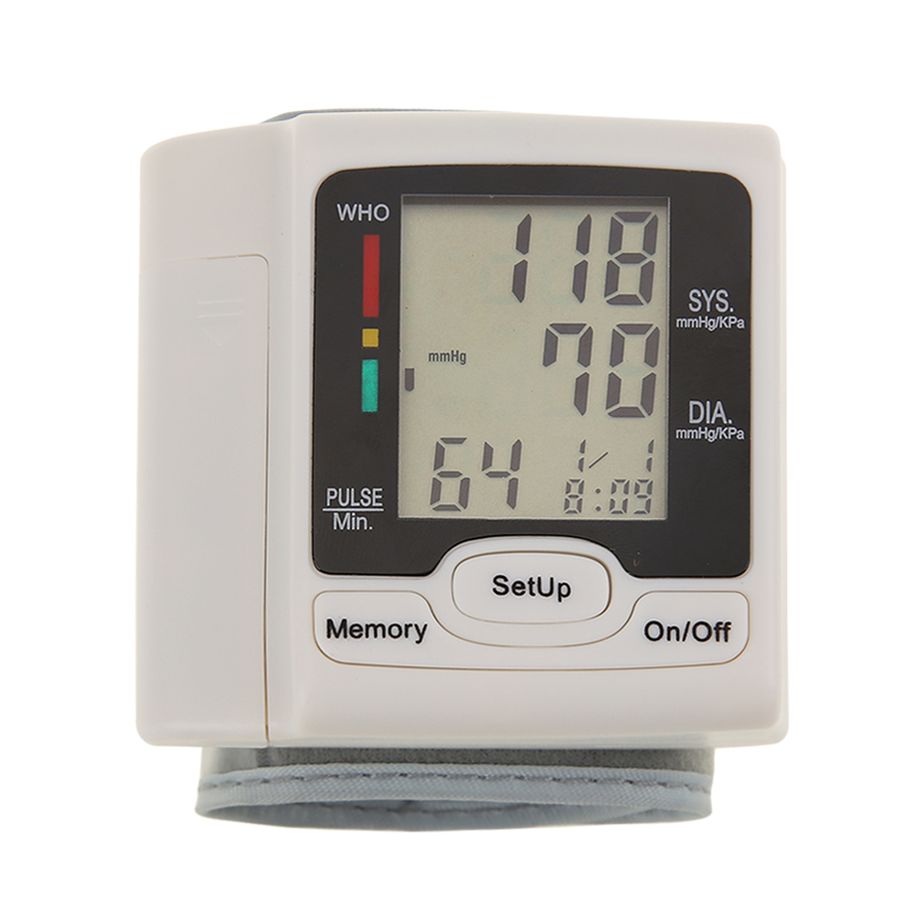 Automatic Blood Pressure Monitor Wrist Sphygmomanometer LCD Digital Display M-edical Household Use for Measuring Pulse Rate