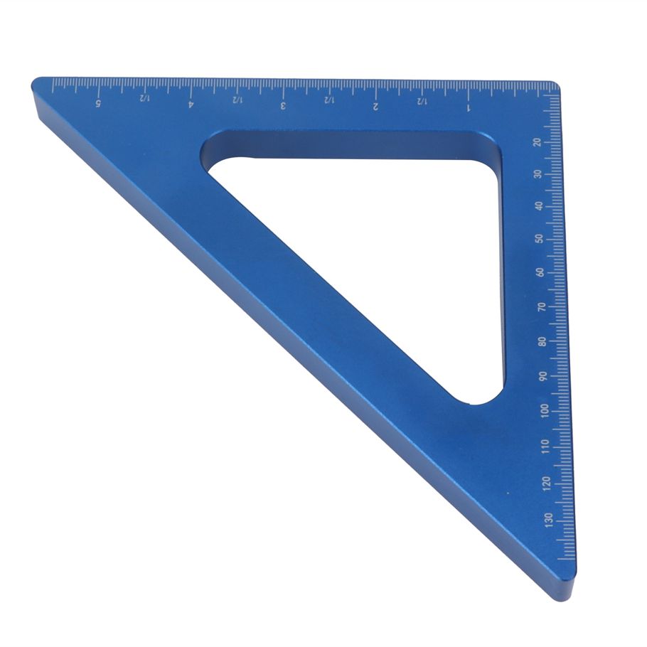 90° Blue Triangle Ruler Woodwork Measuring Tool Gauge For Decoration