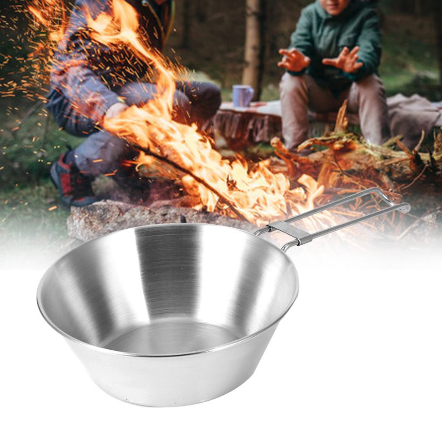 Bowl Outdoor Thicken 304 Stainless Steel Folding Portable Picnic Camping Cookware Utensils