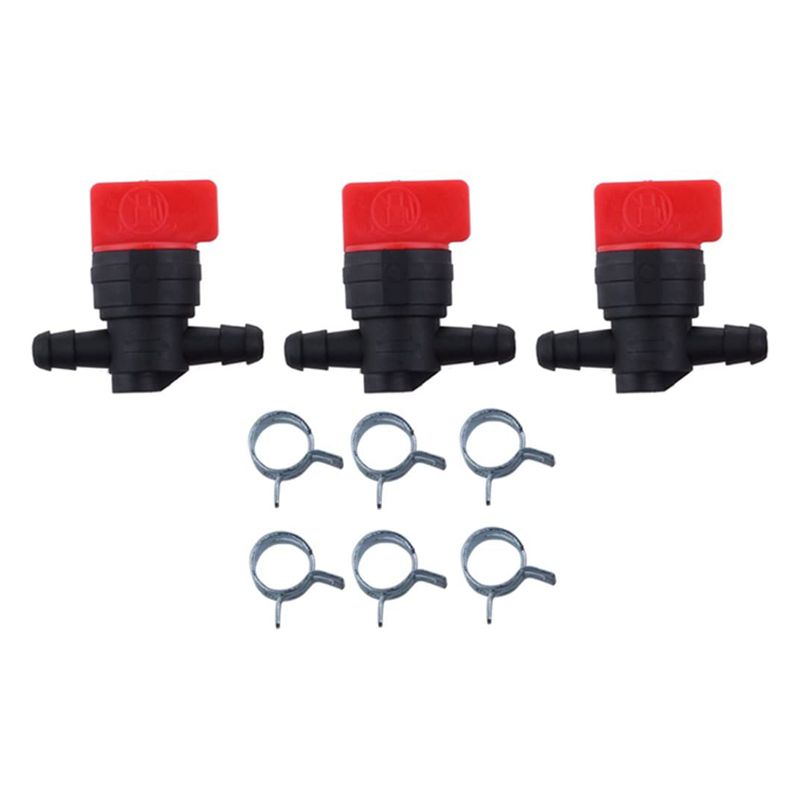 3PCS 494768 698183 Fuel Shut Off Valve with Clamp for 1/4 inch Fuel Line Briggs & Stratton Murray Toro Lawn Tractor