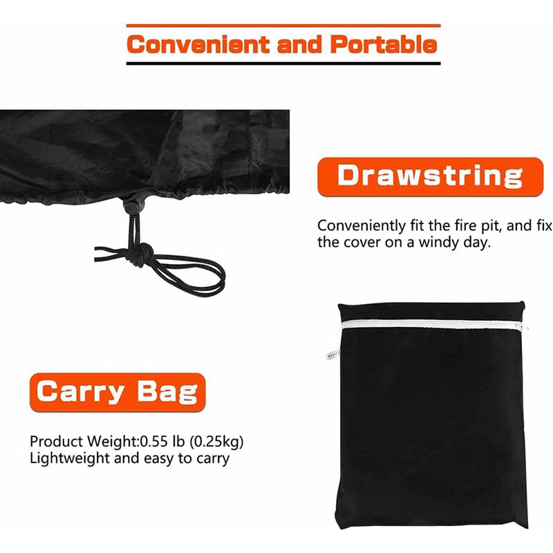 420D Oxford Cloth 70X70cm Round Fire Pit Cover Picnic Bbq Grill Cover Round Waterproof Cover Outdoor Bbq Rainproof Cover
