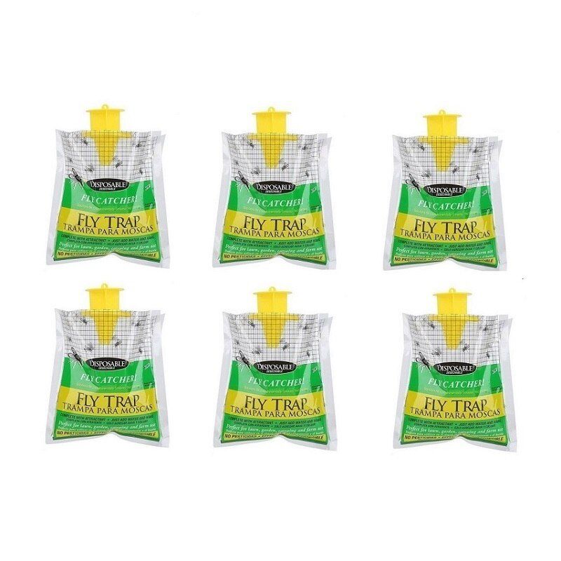 6pcs Hanging Fly Trap Disposable Fly Catcher Bag Mosquito Trap Catcher Fly Wasp Insect Bug Killer Flies Trap For Outdoor（6pcs）