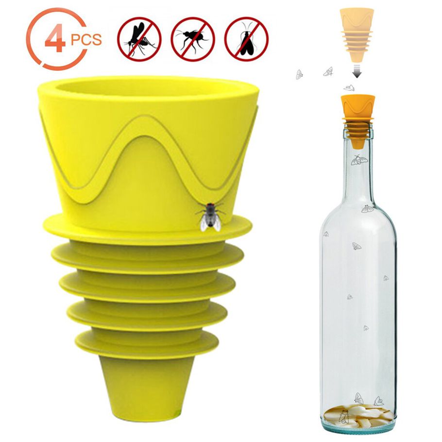 Fruit Fly Trap Killer Mosquito Drosophila Trap Catcher Flypaper Insect Pest Control Tool for Home Farm Orchard Household Garden（4 yellow）