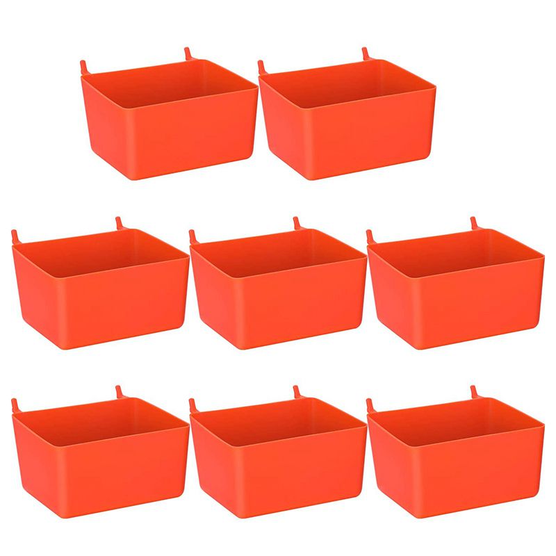 8 Pieces Pegboard Bins Kit Pegboard Parts Storage Pegboard Accessories Workbench Bins for Organizing Hardware(Red)