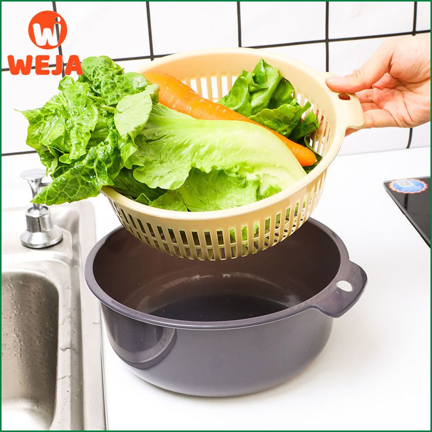 Kitchen Silicone Double Drain Basket Bowl Washing Storage Basket Strainers Bowls Drainer Vegele Cleaning Colander Tool