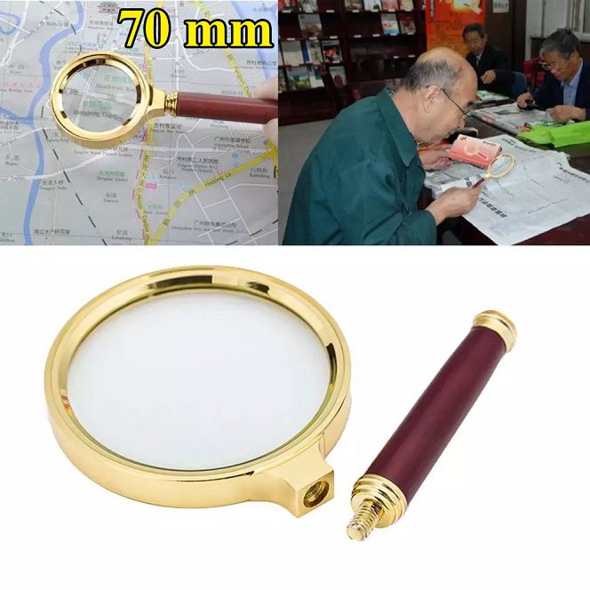70 mm Metal Handheld Accessories Magnifying Magnifier Lens Glass
