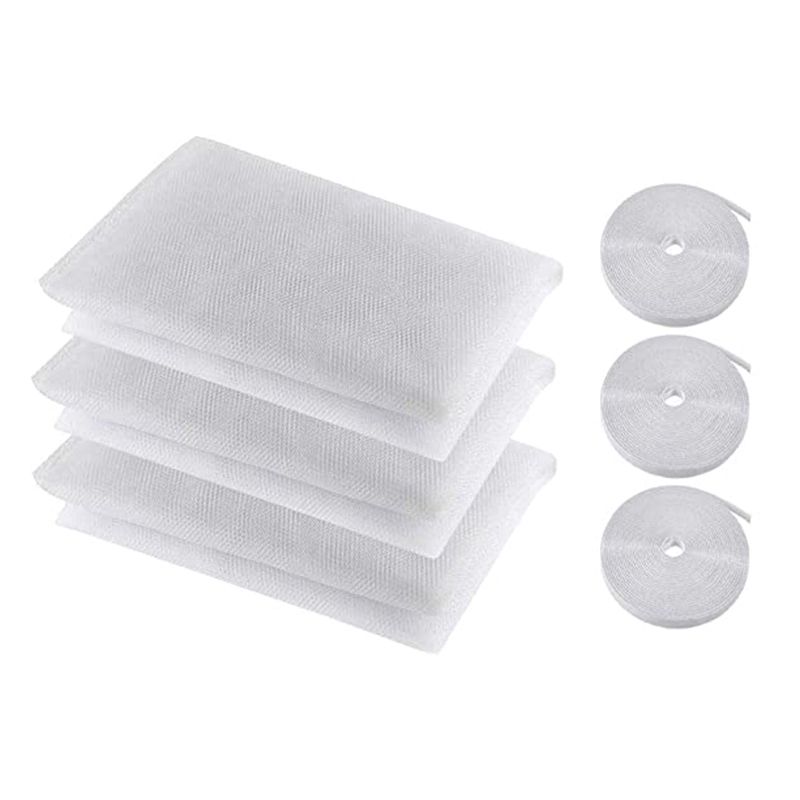 Mosquito Net for Window, 3 PCS Fly Window Screen Mesh Insect Netting Mosquito Protector and 3 Rolls Self-Adhesive Tapes - white