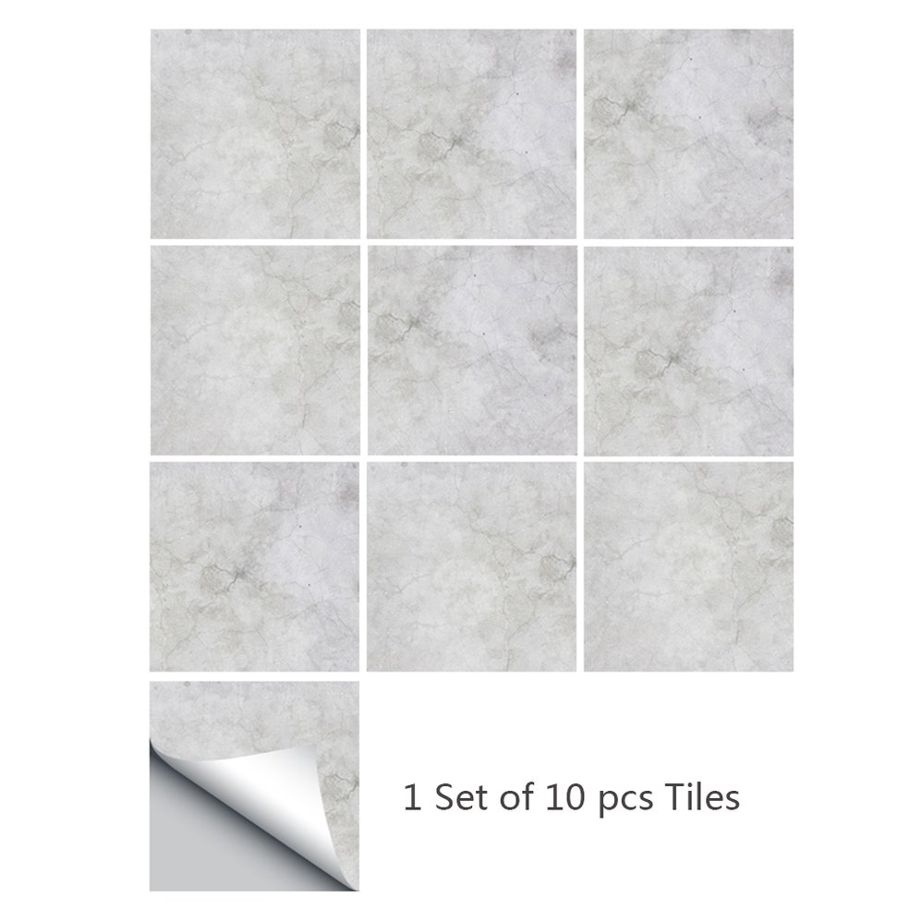Cz10P058 Kitchen Marble Texture Oil-Proof Tile Wall Sticker Wallpaper 10 Pcs