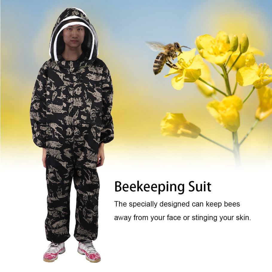 Beekeeper Smock Suit One-Piece Beekeeping Uniform Veil Protection Outfit Equipment