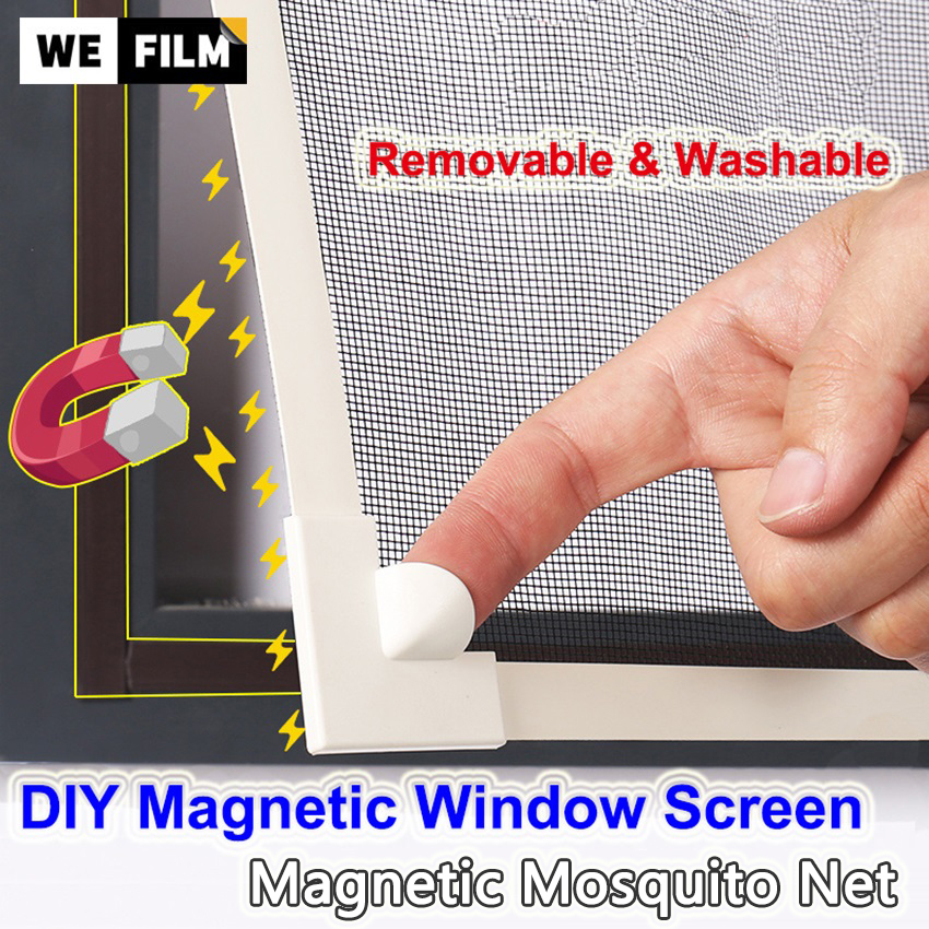 DIY Magnetic Mosquito Screen Mosquito Net Prevent Dengue Fever Washable Invisible Anti-mosquito Magnetic Gray Fiberglass Mesh with Full Frame Magnetic Strip(White)