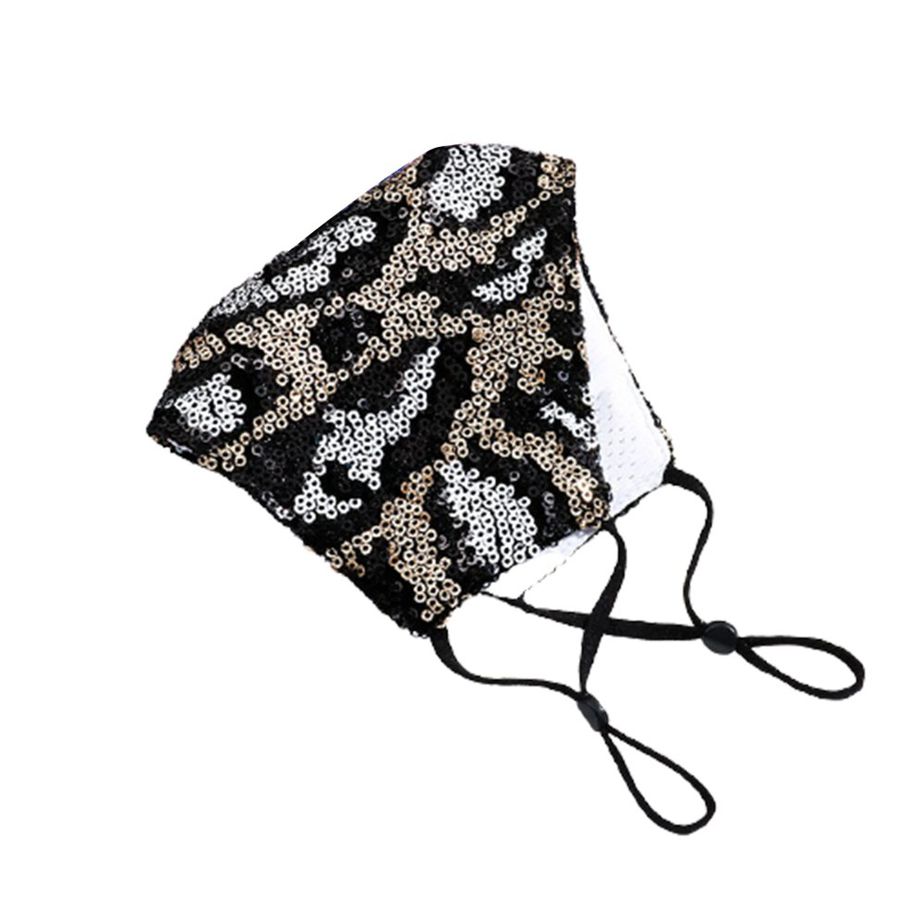 Mask Sequined Leopard Print Washable Mask Fashion Pure Cotton Hanging Ears