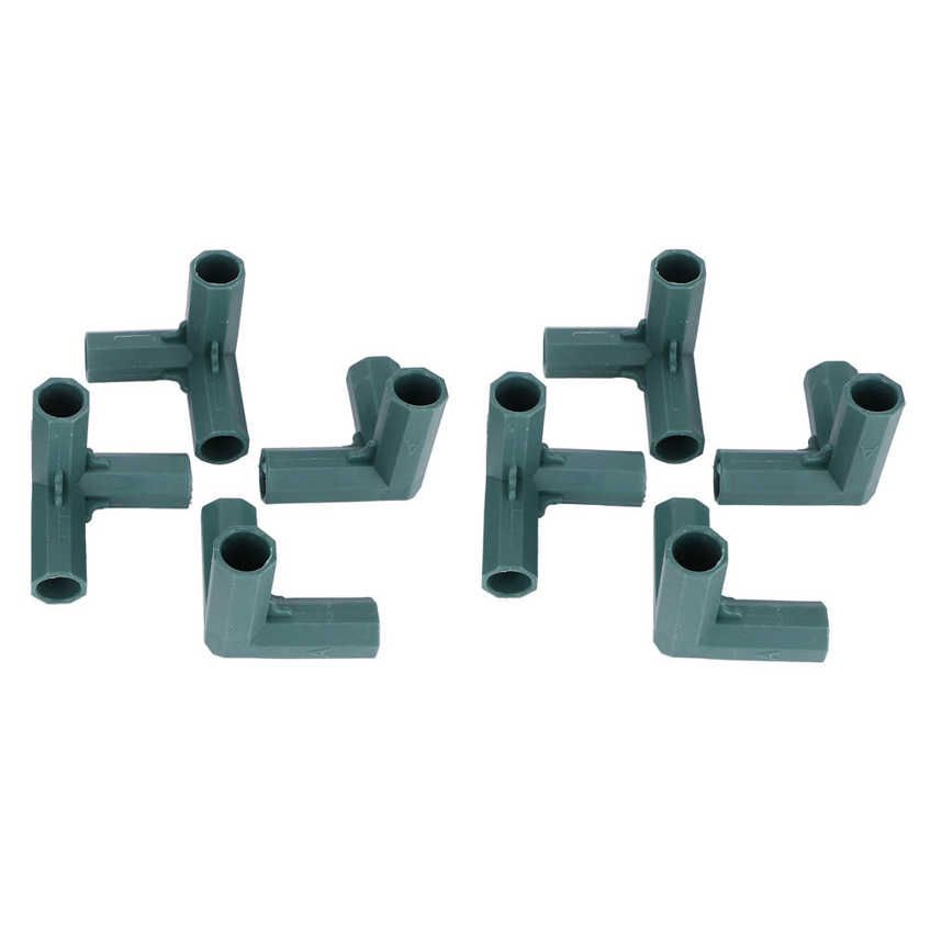 8Pcs 3-Way Support Connectors Plastic Garden Climbing Stake Joint Gree