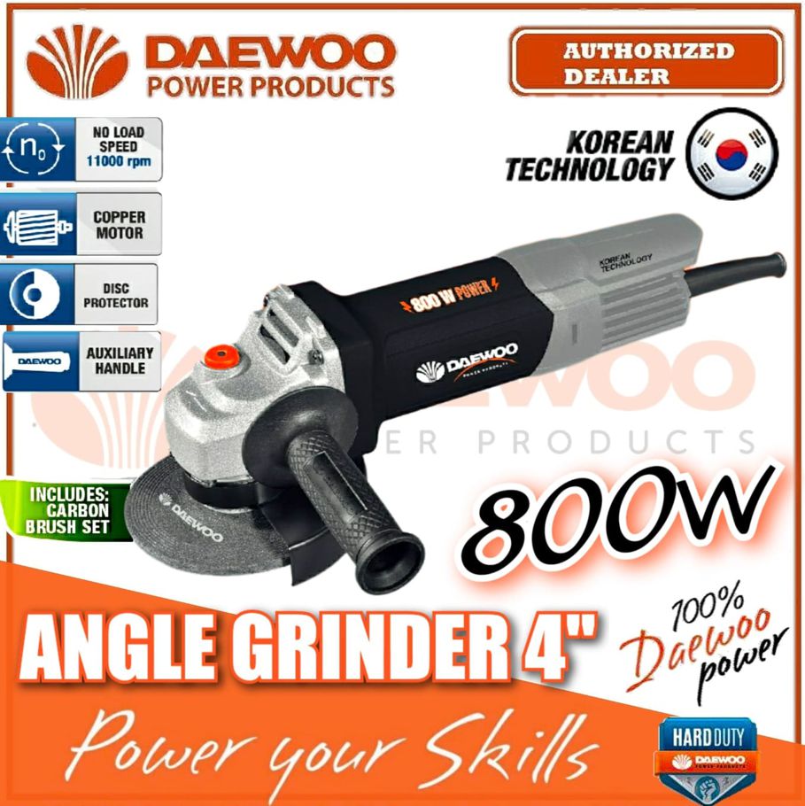 ANGLE GRINDER 4" / 100mm - 800w - DAEWOO - KOREAN TECHNOLOGY