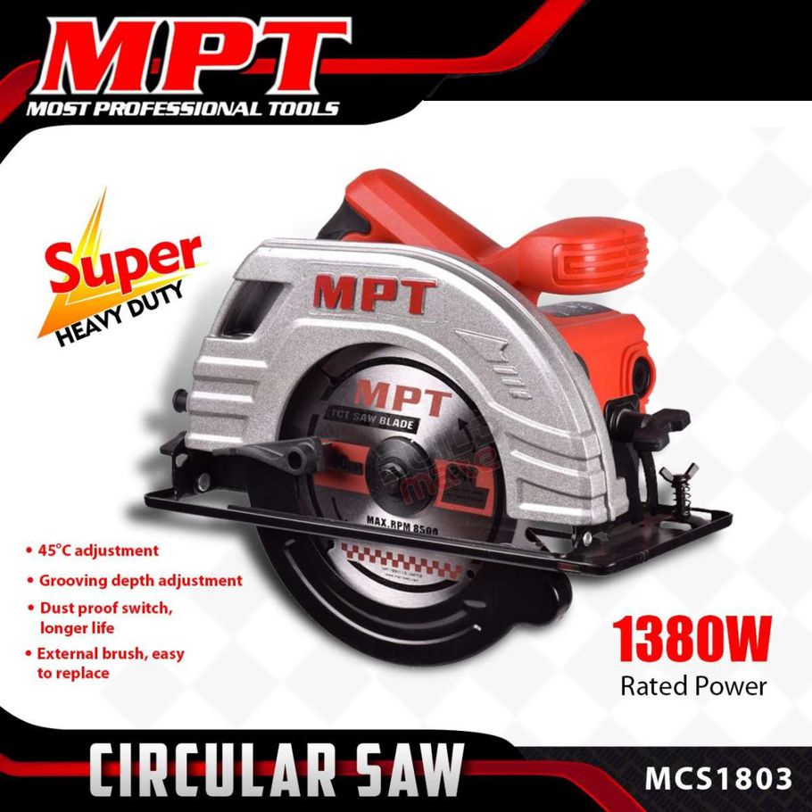 MPT Circular Saw 185mm (7 inch)  1380W Model: MCS1803