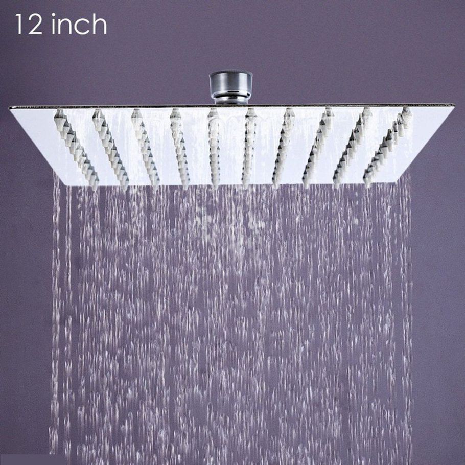 12 Inch Square Stainless Steel Rain Shower Head Rainfall Bathroom Sprayer