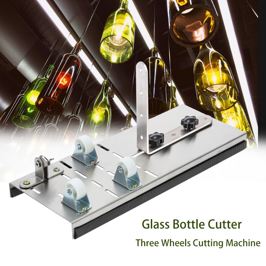 Stainless Steel Glass Bottle Cutter with 3 Wheels Wi-ne Be-er Bottle Cutting Tool Cutting Machine for DIY Projects Crafts