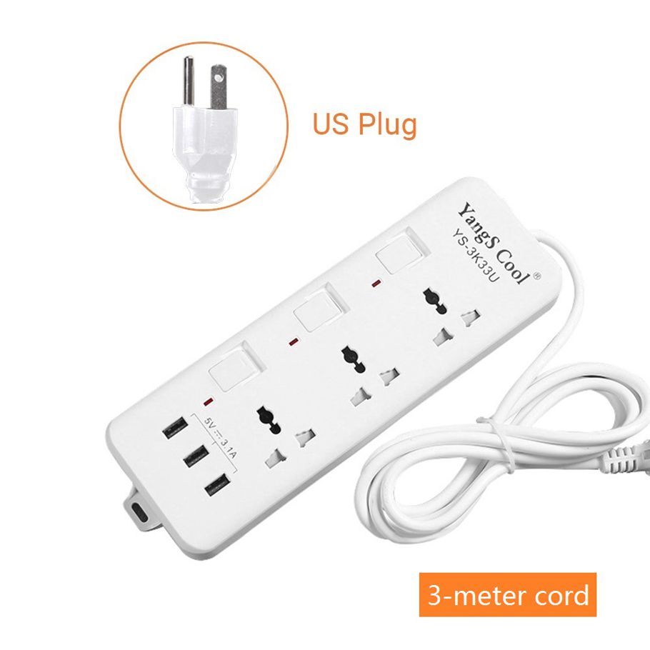 Electrical Sockets Charging Station Hub Versatile Power Strip with USB Ports Individually Switched 250V, 10A, 3-meter Cord UK Plug