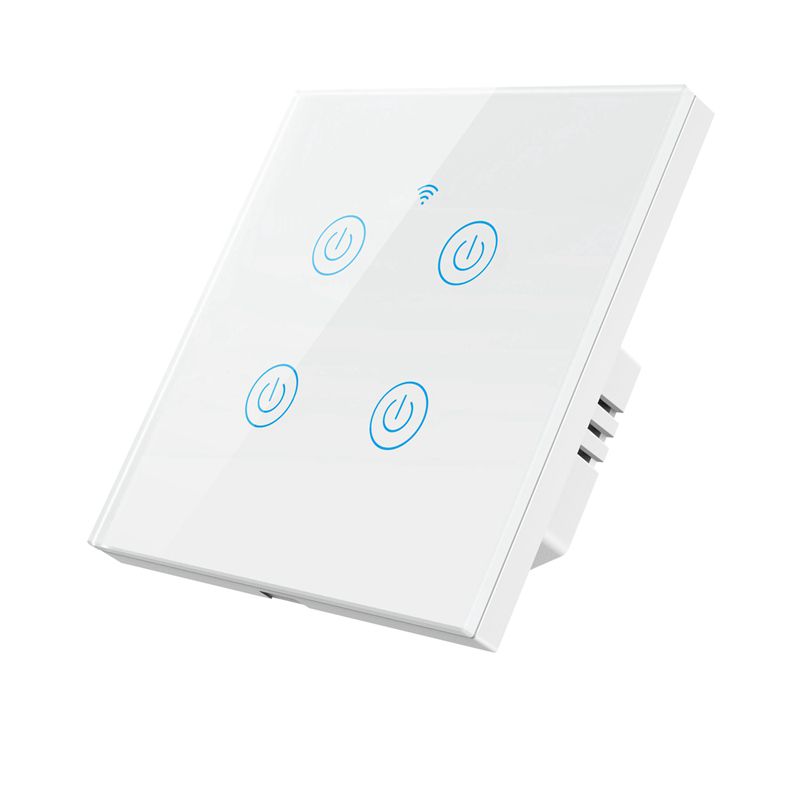 GT-101NL-4 Smart Home 4 Gang Wireless WiFi EU Standard Contact Switch Wall Light Switch EU White