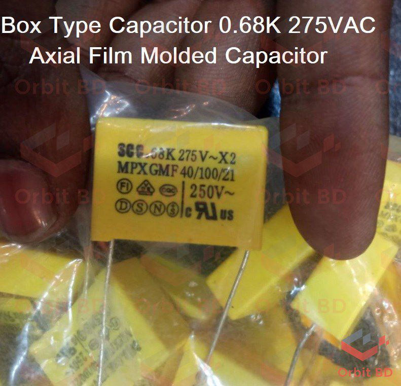 3Pcs- 0.68K 275VAC Box Type Capacitor 0.68K 275VAC Axial Film Molded Capacitor Electrical Circuitry & Parts