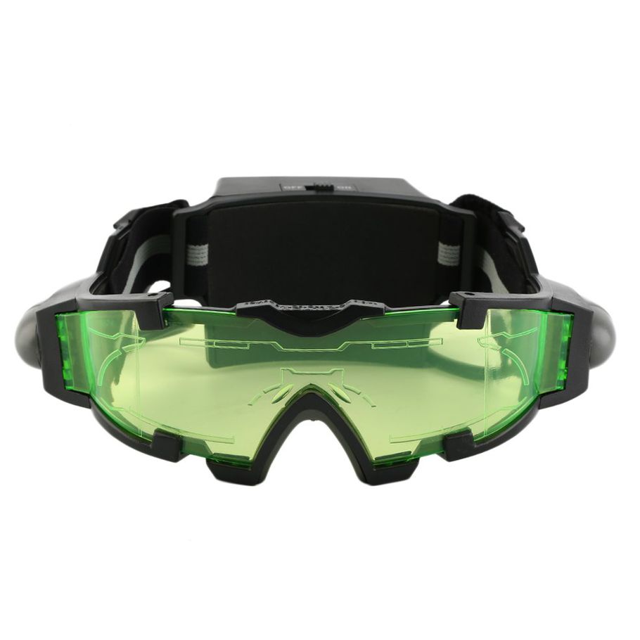 Adjustable Led Night Vision Goggles With Flip-Out Lights Eye Lens Glasses - green