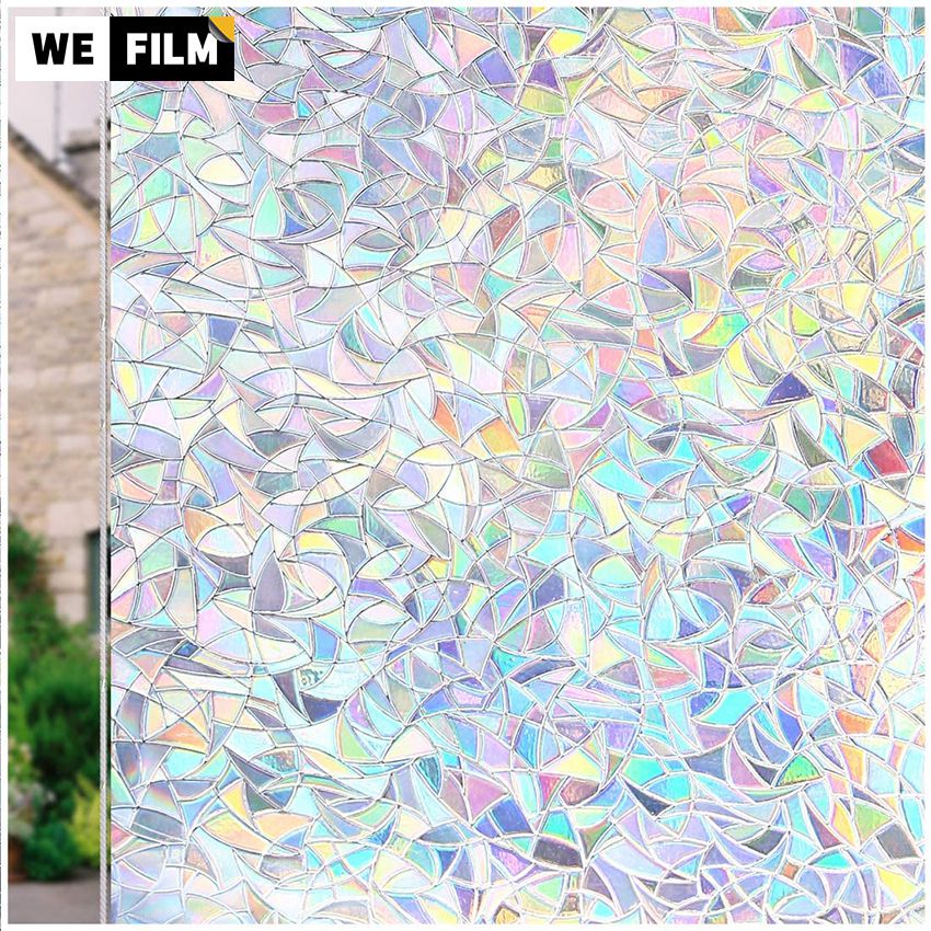 3D Window Sticker, No Glue Static Decorative Privacy Window Rainbow Films for Stained Glass Self-Adhesive Film Anti UV Glass Sticker(45,60cm)