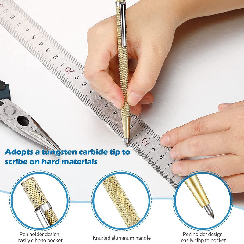 16 Pcs Carpenter's Scribe Marking Kit, 2 Mechanical Carpenter Pencils,2 Tungsten Carbide Tip Scriber and 12 Refills