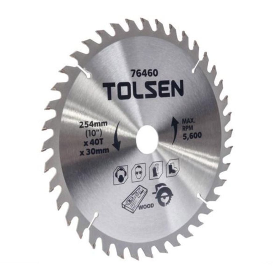 Tolsen 10" TCT Saw Blade 254mm (10") x 40T x 30mm For Wood Cutting 76460