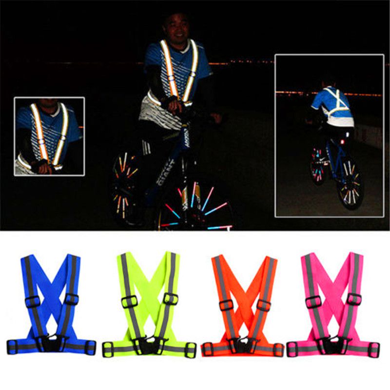 Yfashion Unisex Adjustable Reflective Vest High Visibility Safety Straps for Jogging Cycling Walking Running