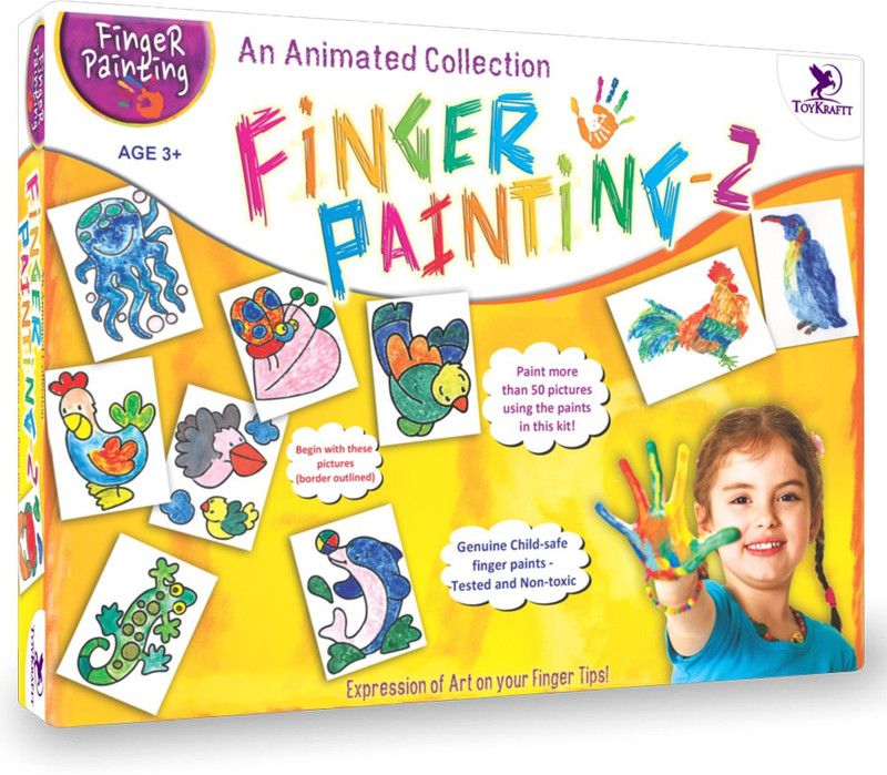 ToyKraftt Finger Painting 2: Child-safe Finger Paints to paint animals for Toddlers and Preschoolers