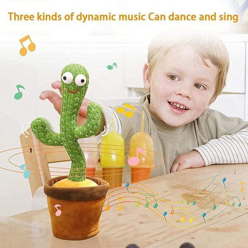 Galox Singing Cactus Toy with Mimicking Cactus Plush Electric Toys, Recording Repeating and Follow You Speak USB Rechargeable for Kids Funny, Home Decoration  (Green)