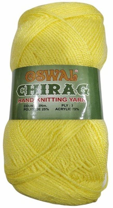 RCB Chirag Yellow (200 gm) Wool Ball Hand Knitting Wool/Art Craft Soft Fingering Crochet Hook Yarn, Needle Knitting Yarn Thread Shade no-15