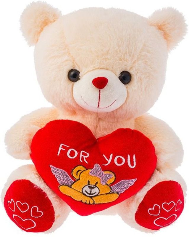 Dimpy Stuff Bear W/Heart (For U) Sitting - 30 cm  (off white)