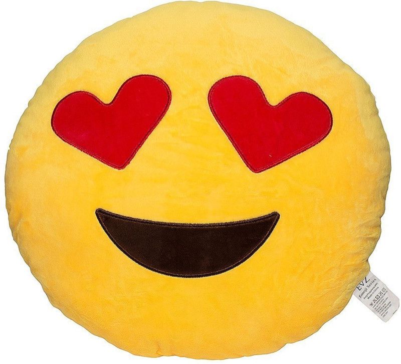versatile bazaar Smiley Imogie Soft Furry Pillow - 15 inch  (Yellow)