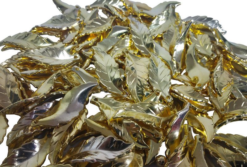 Airtick Pack of 500 Gram (450 Pcs Approx) Golden Leafs Pearl Moti Bead Craft Material
