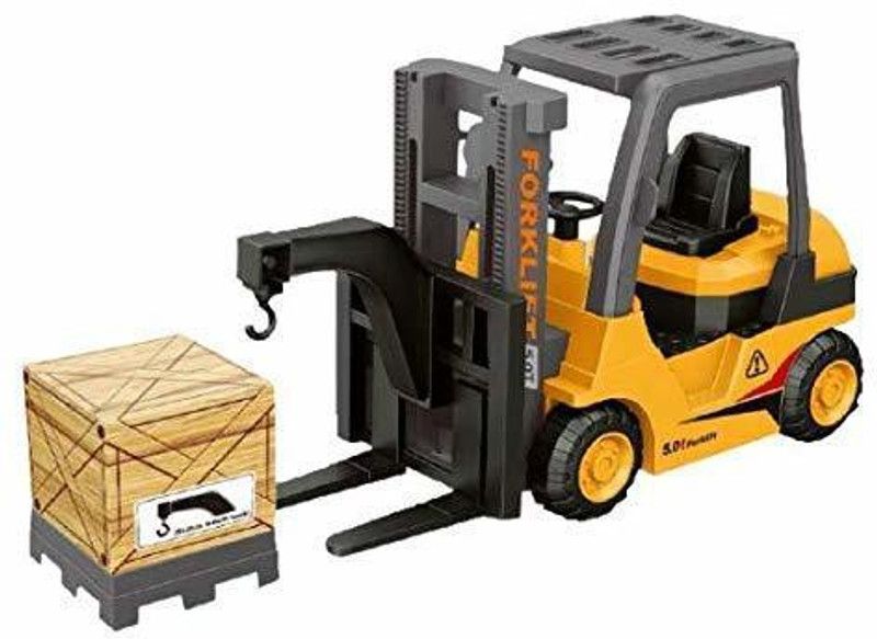 JVTS forklift toy Friction Powered Forklift 5.0T Truck Toy Smart City Fork Lift Truck Toy with JCB Truck Light & Sound Effects with Manual Lift Control - Yellow  (Multicolor)